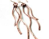 Hammered Jewelry, Wire Jewelry, Antiqued Copper, Waterfall Earrings - KariLuJewelry