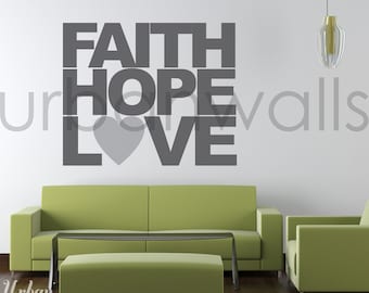 Vinyl Wall Decal Sticker Art, Faith Hope & Love