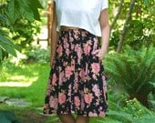 SALE Vtg 80s French Parikén Paris Rosette Floral Skirt