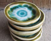 Tiny Porcelain Round Flower Dish Glazed in Yellowstone Paint Pot Series Home Decor, Handmade by Licia Lucas Pfadt