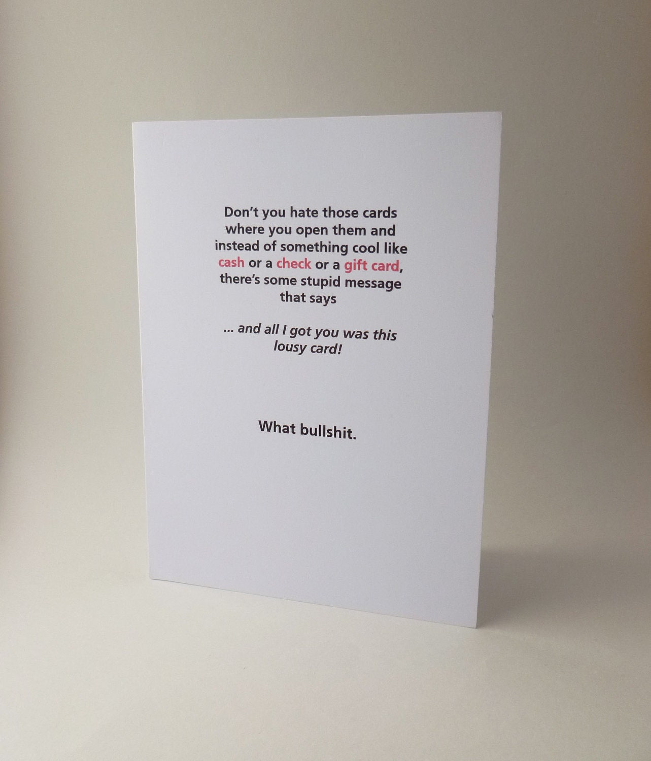 Funny smartass birthday card - "I Got you an Imaginary Boyfriend" - slightly dirty