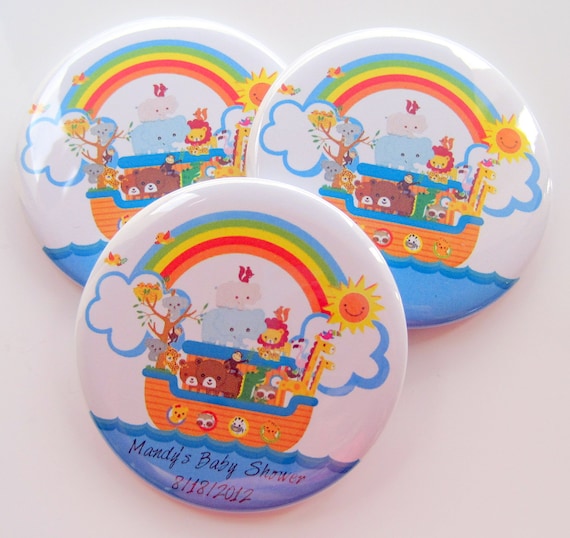 Noah's Ark Baby Shower Favors - Personalized 2.25 Inch Button Magnets - 30 Magnets