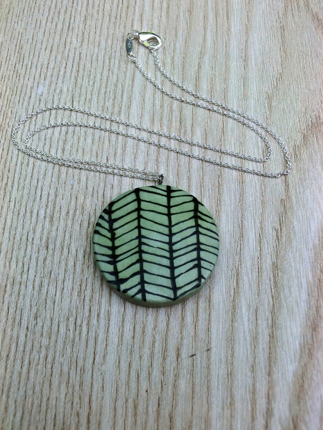 Mint Green Chevron Herringbone Necklace