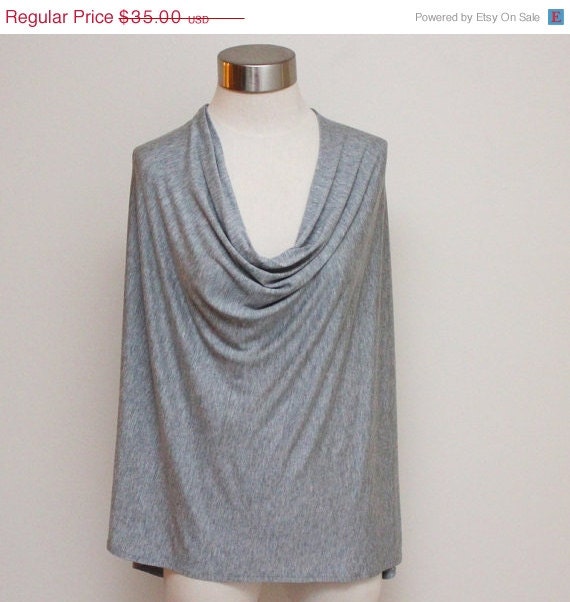 Summer Sale Eco Breastfeeding Cover Up Nursing Poncho Nursing Shawl Silver Heather Grey Baby Shower Gift