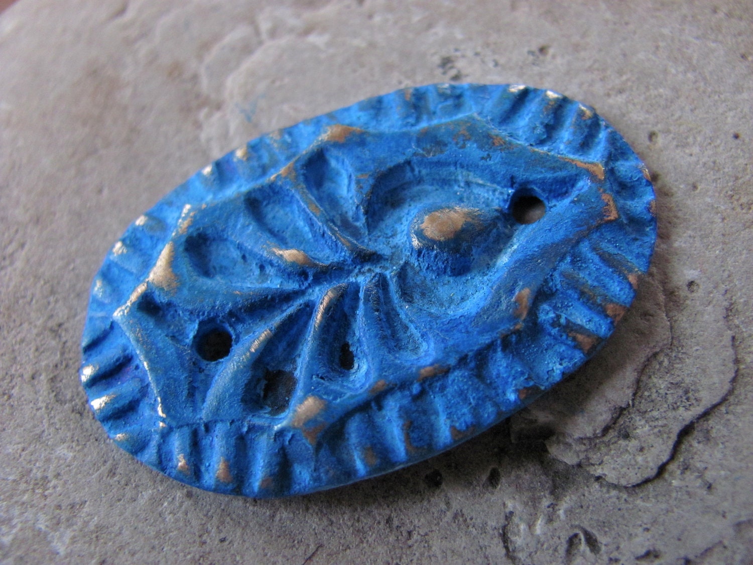 Bronze Fish Connector in Blue Ocean Patina