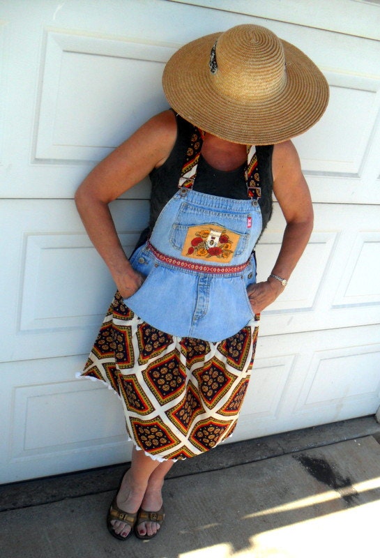 Upcycled Apron Boho Market Apron Eco Friendly Hippie Girl