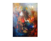 Blue and Red oil abstract 18"x24" Abstract painting oil on canvas