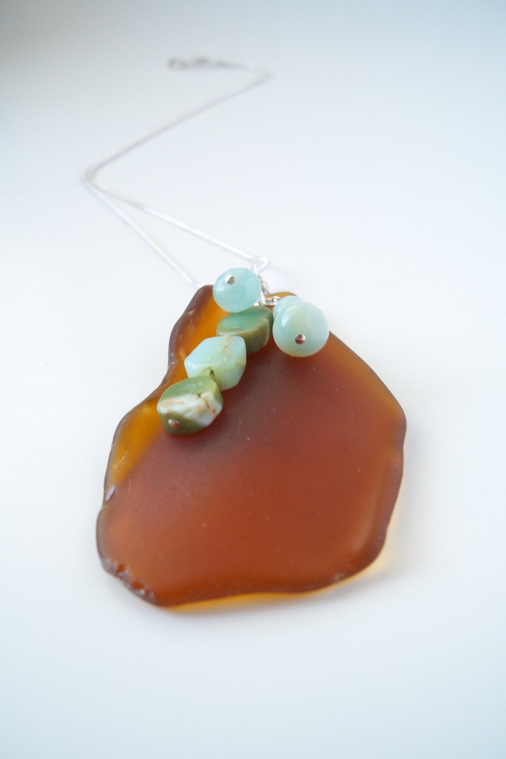 Beach Glass Necklace - Glass - Natural Glass - Brown