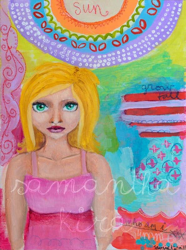 Grow Under the Summer Sun: Mixed Media Painting PRINT 9"x12"