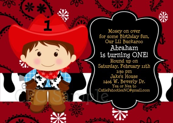 Cowboy Birthday Invitation Cowboy 1st Birthday Invitations Printable or Printed Il_570xn