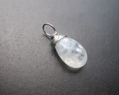 White and flashy MOONSTONE Sterling silver wire wrapped Interchangeable bracelet charm and necklace pendant