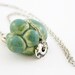 Necklace chain pendant ceramic turquoise choker silver tone fine modern minimalist sea beach organic nature free shipping