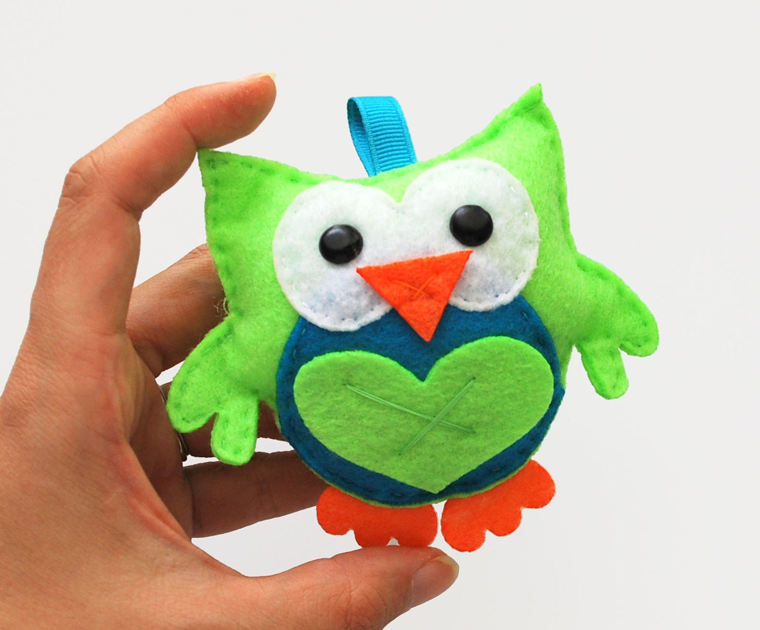 Felt Green Owl Ornament, Eco-Friendly felt owl plush Ornament A147 Il_570xn