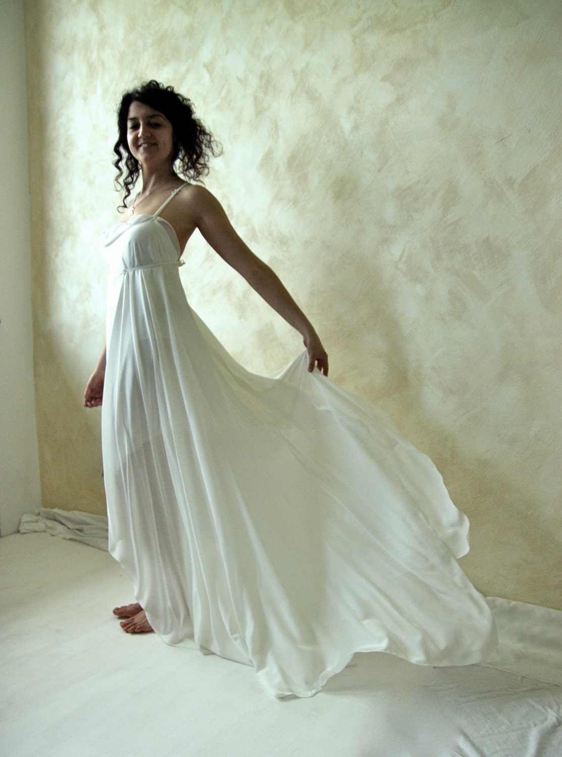 Ethereal fairy wedding gown - handmade boho silk wedding dress - OOAK