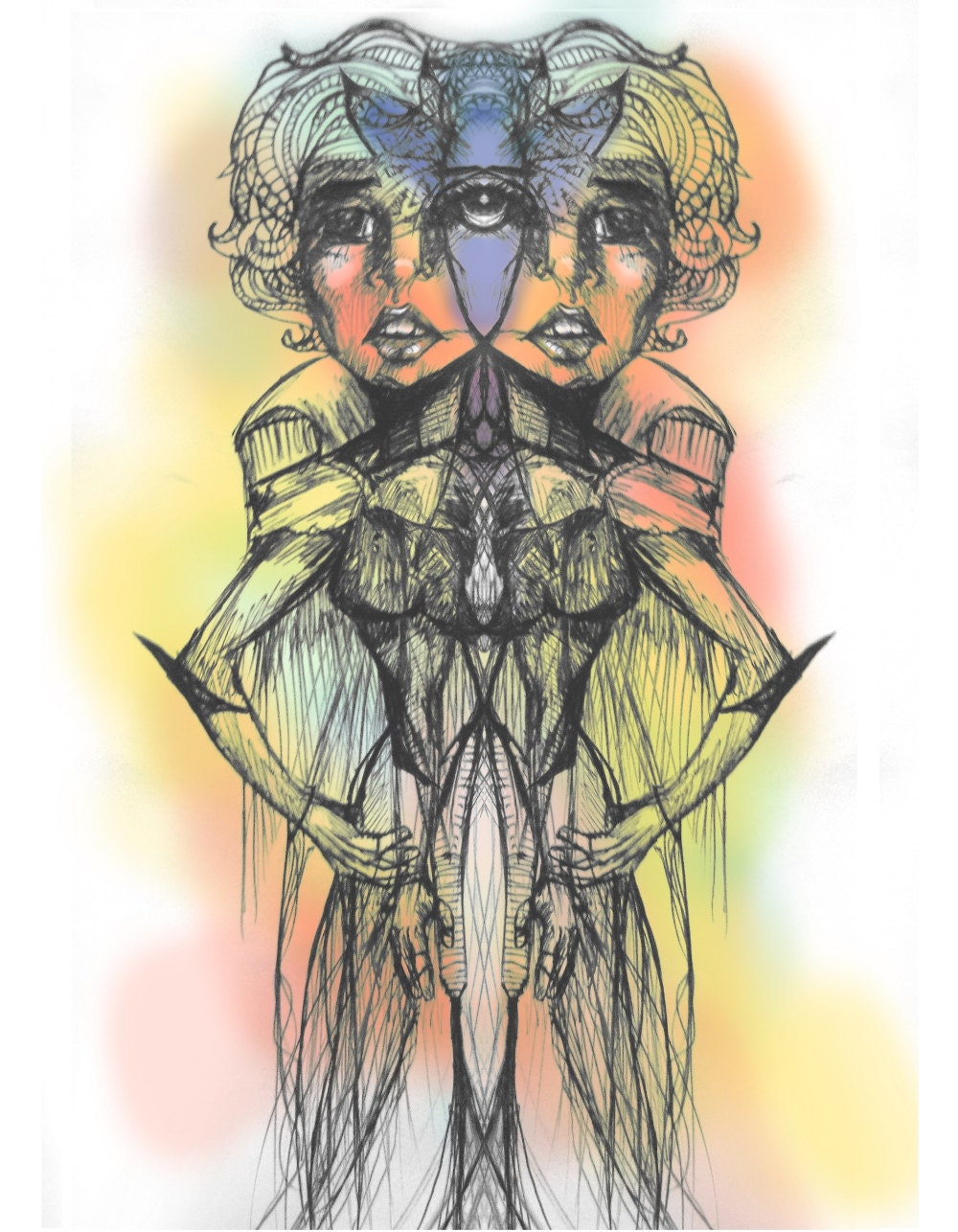 The Colored Butterfly Duo large original art print