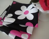 Mod Flower Power  Cocktail Dessert Napkins in Retro floral  theme - 10"  - Set of 4
