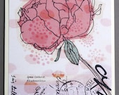 peony card postcard gift cards set of 4 pink black text merchandise