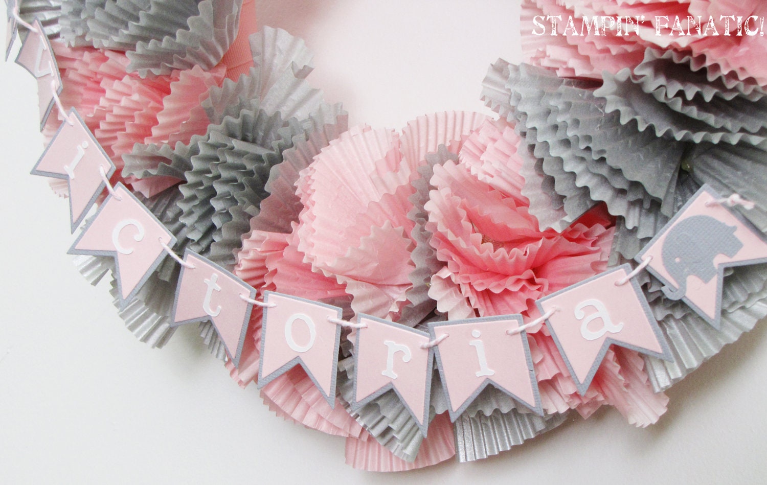 Sweet Little Peanut Collection: 10" Cupcake Liner Wreath. Elephant First Birthday. Elephant Baby Shower. Elephant Wreath. Il_570xn