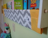 book sling -  Grey Chevron Zig Zag Gold Yellow Childrens' Kids book storage shelf gender neutral nursery decor