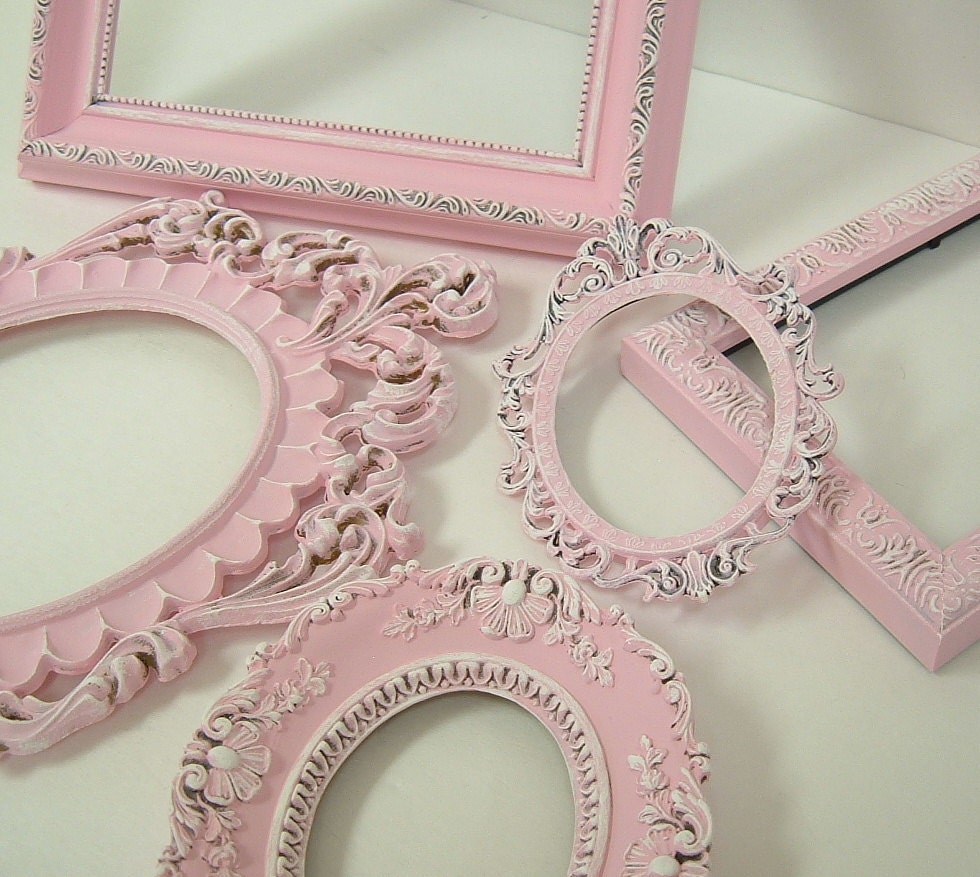 Shabby Chic Picture Frame Pastel Pink Picture Frame Set Ornate Frames Wedding Nursery Shabby Chic Home Decor