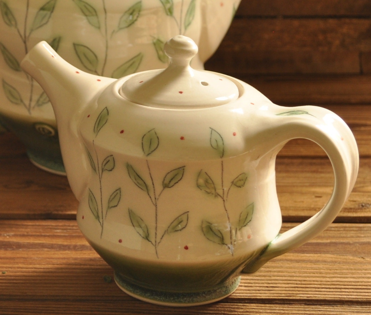 Porcelain Teapot with Leaf Motif