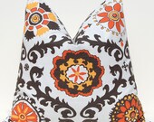 MEMORIAL DAY SALE Throw Pillow Covers Decorative Pillows Cushion Covers 16 x 16 Inches Orange and Brown Premier Prints Rosa Suzani