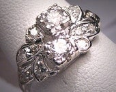 Antique Diamond Wedding Ring Band Vintage Art Deco 1920