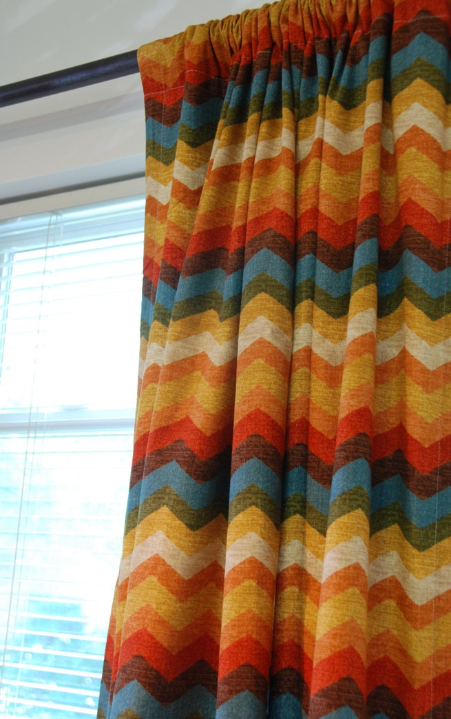 Multi-Color Chevron Zig Zag Curtain Panels - set of 2 - Pick your color - Pair 84-88 - FREE SHIPPING