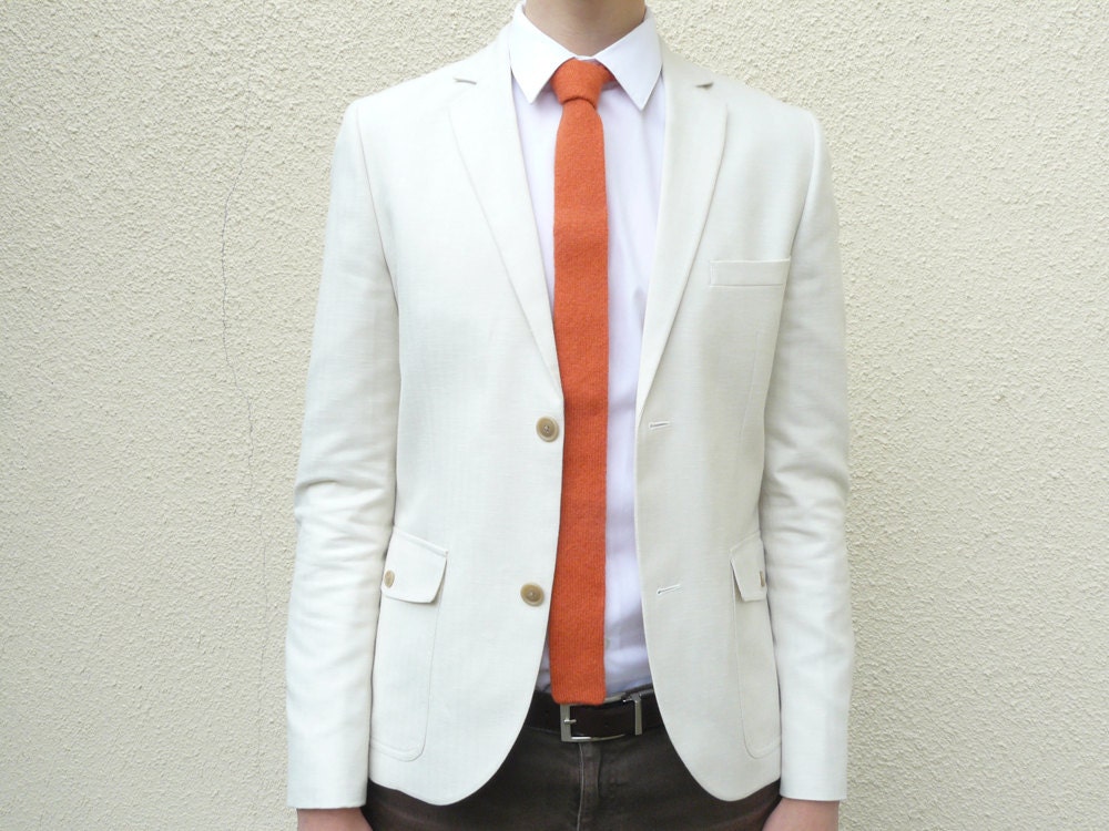 Mens Orange Knit Tie