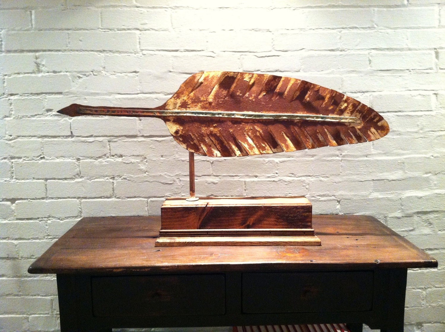 Primitive Quill Weathervane Sculpture