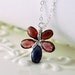 Gemstone Necklace Garnet Rhodolite Iolite AAA Semiprecious Red Raspberry Navy Wire Wrapped Sterling Silver Jewelry Complimentary Shipping