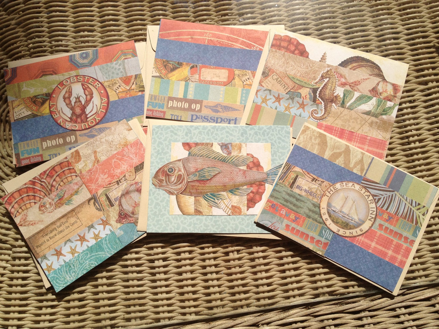 Ocean Themed Blank Cards 6 card Set                712012c