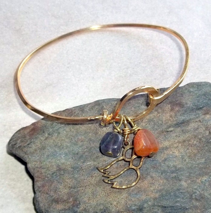 Feng Shui Mandarin Ducks Bird Bracelet Brass Bangle Amethyst Purple Orange earthegy