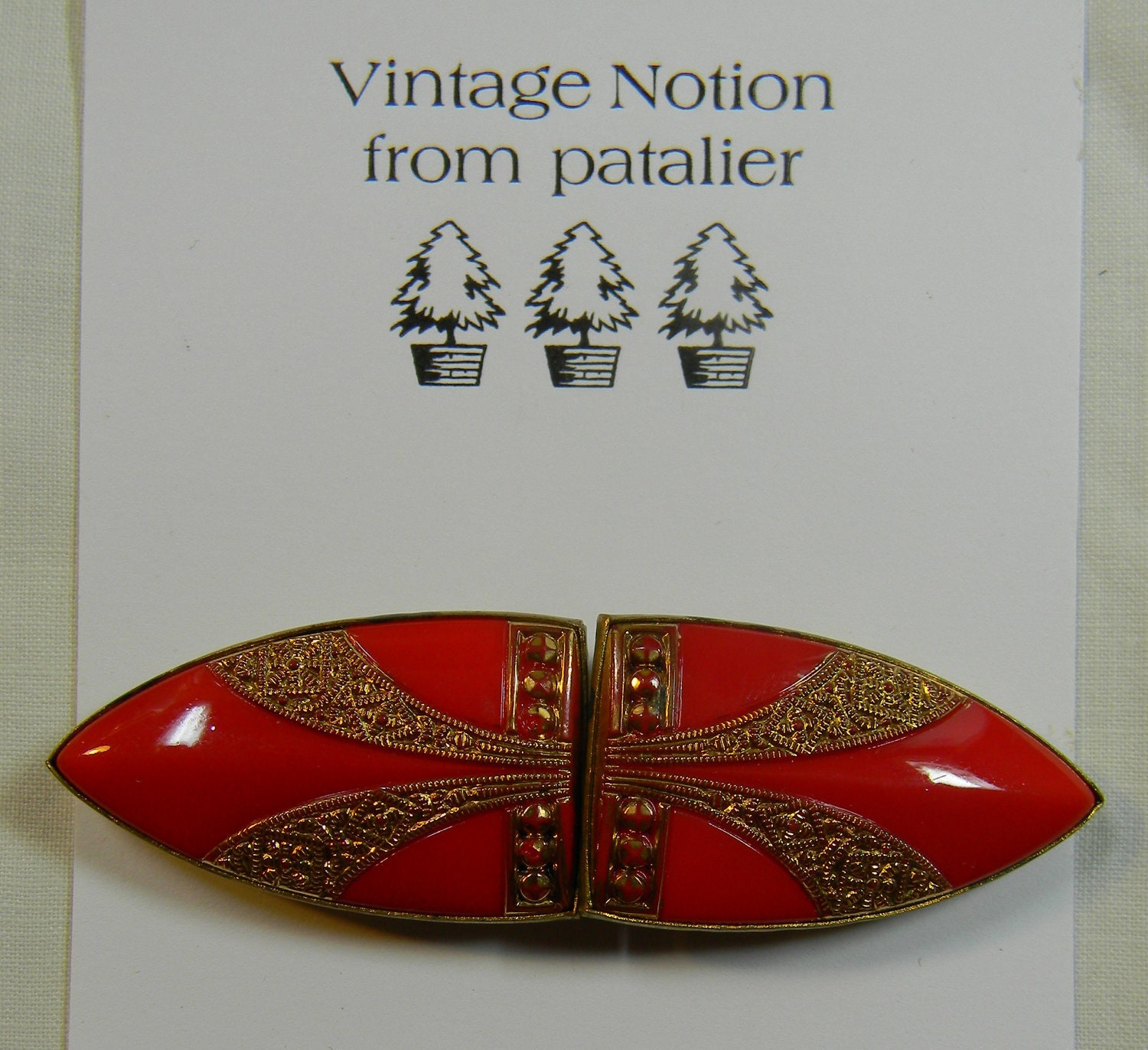 1930 Art Deco Red Czechoslovakian Belt Buckle