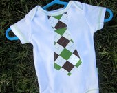 Baby Boy Argyle Tie Applique Onsie: Size 0-3 months
