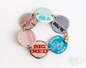 Bottle Cap Bracelet - Reversible pink/blue