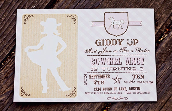 Cowgirl Birthday Invitation- Printable