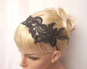 Delphinium charcoal grey lace headband
