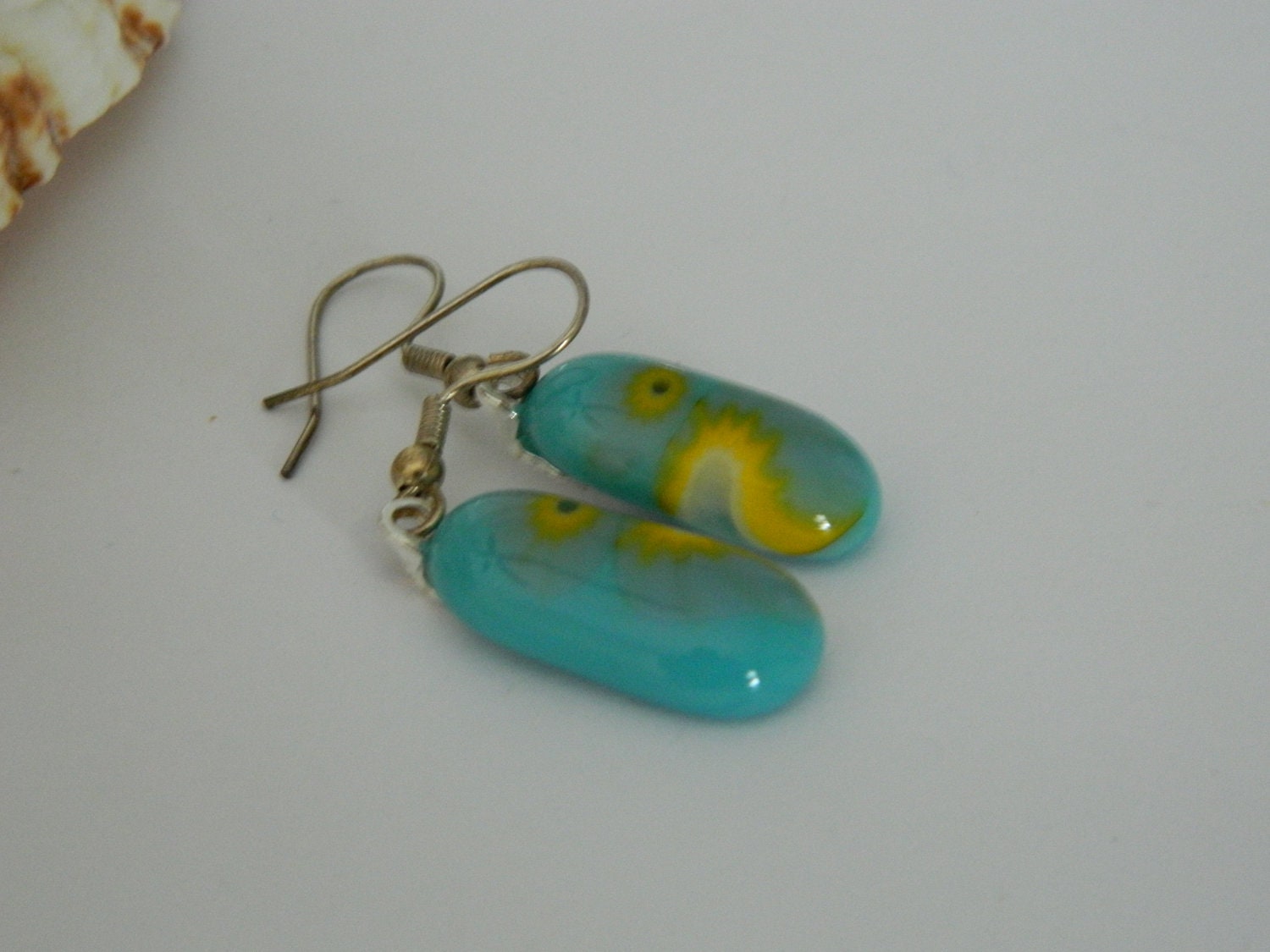 Boho Sunshine Fused Glass Dangle Earrings