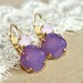 Purple and pink crystal earring -  classic earrings 14k plated gold real swarovski rhinestones .