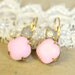 Pink blush and Gray earring - classic earrings 14k plated gold real swarovski rhinestones .
