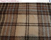 ON SALE Fabric Plaid Wool Brown Blue 37 x 60"