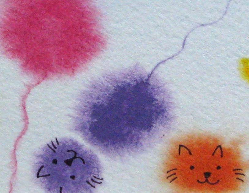 Kitty Microbes 2 - watercolor painting of kitten microbiome