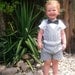 Bow Tie and Vest Onesie - Wedding Ring Bearer Outfit - Boutique Baby Boy Clothes - Seersucker and Gray Bow Tie - long or short sleeve