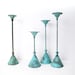 Mid-Century Modernist Candle Holders Patinated Bronze - Danish Modern Verdigris Metal Candlesticks