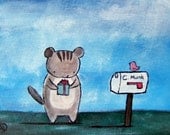 Woodland Chipmunk Original Painting for Kids, Nursery Art, Children Decor, Original Acrylic Painting