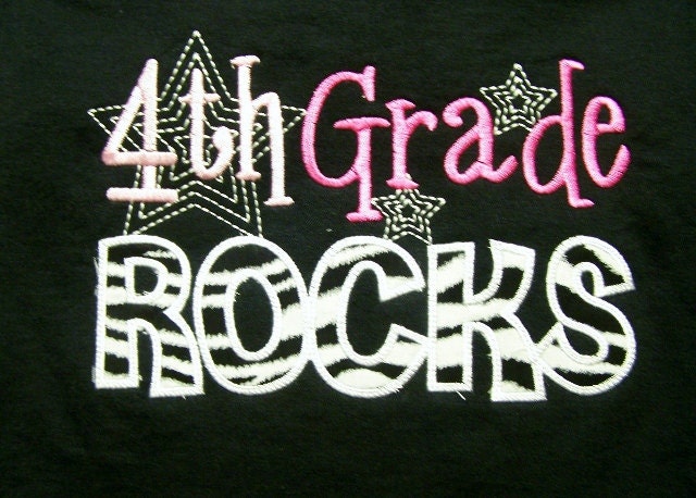 Trendy 4th Grade Rocks Fourth Grade Rocks School Shirt Zebra and Pink