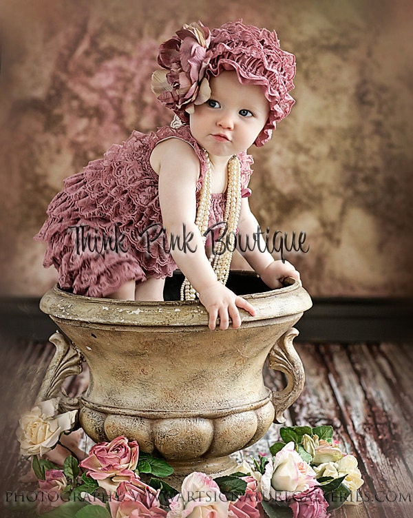 Petti romper,Petti Lace romper in Mauve,girls petti romper,Lace romper, Ruffled Romper. MANY COLORS AVAILABLE-