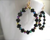Cote: Gold and Black Rainbow Crystal Hoop Earrings