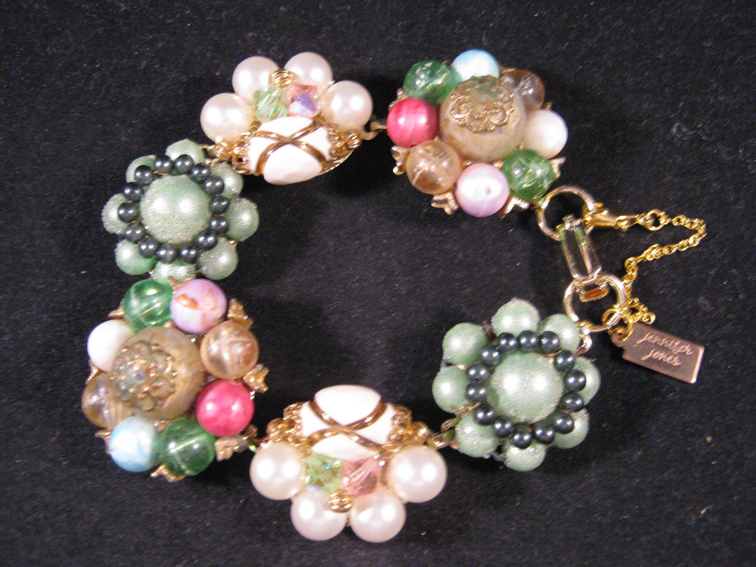 Vintage Earring Bracelet, Bridesmaid Gift, Wedding Bracelet, Under 40, Reclaimed Vintage Bracelet, Cluster Earrings -  Seeing Double